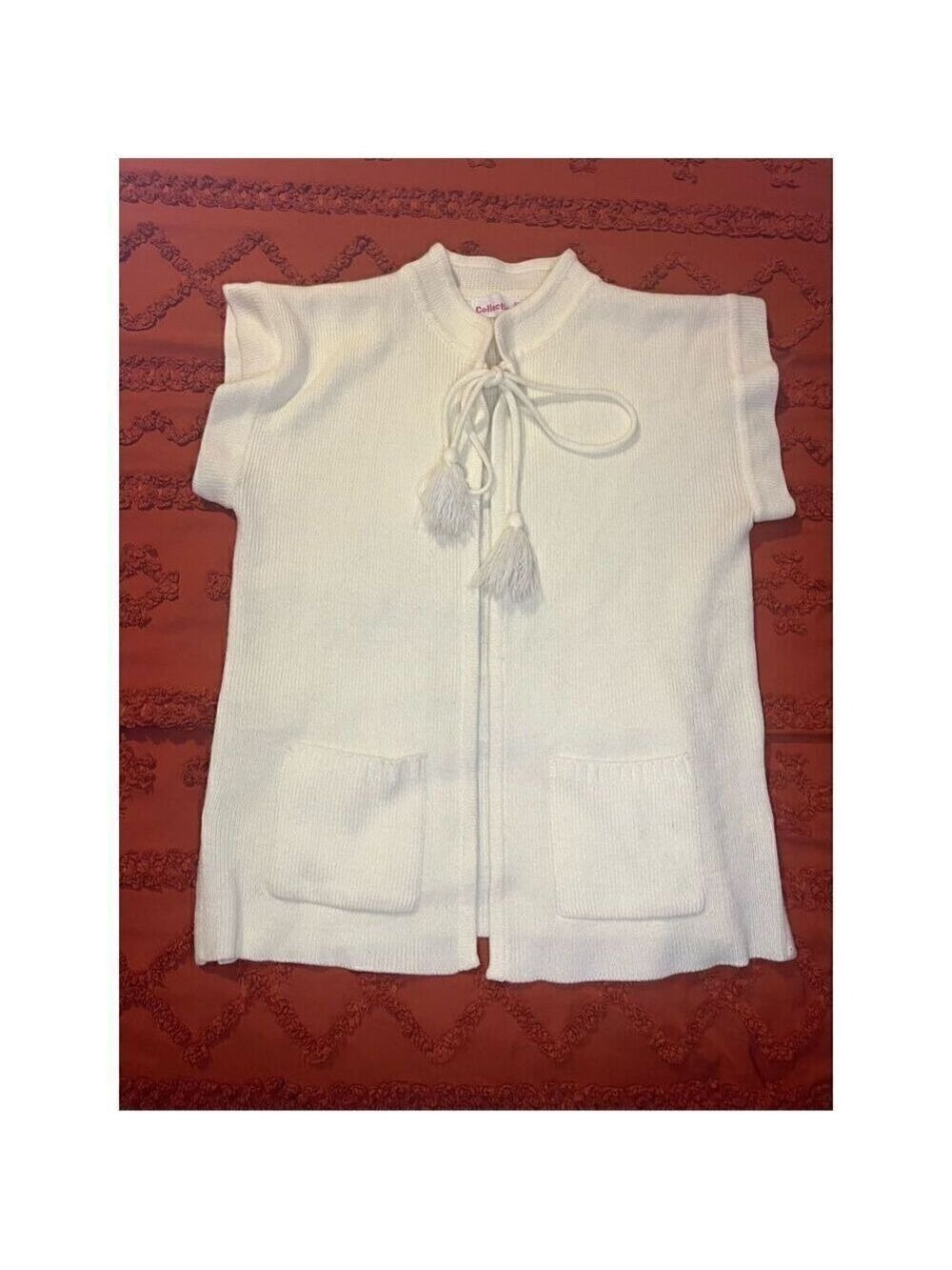 Pompom creamy quirky pockets mock collar size 38 - Picture 12 of 16